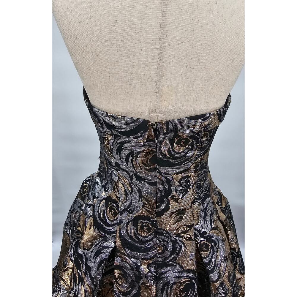 Mac Duggal Women's Size 6 Black & Metallic Strapless Floral Formal Gown 30451D - Picture 4 of 11